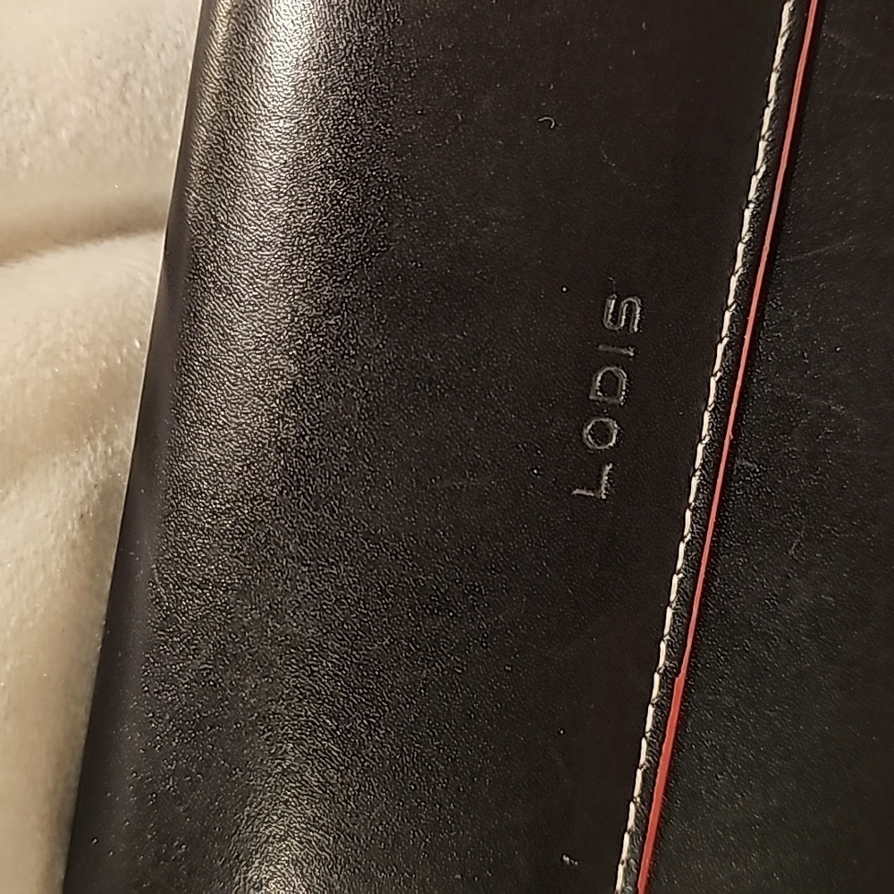 Lodis trifold black and red leather wallet very good condition - Picture 2 of 9